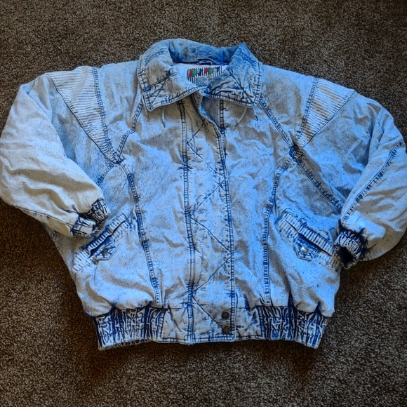 Vintage 80's Puffer Acid Wash Coat sz M East West Panda - Picture 2 of 12